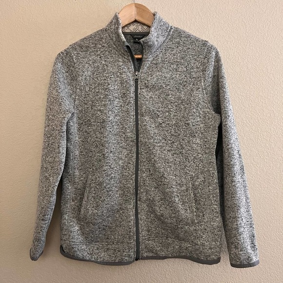 Eddie Bauer Gray Fleece Zip Up Jacket Size Medium - Picture 3 of 9